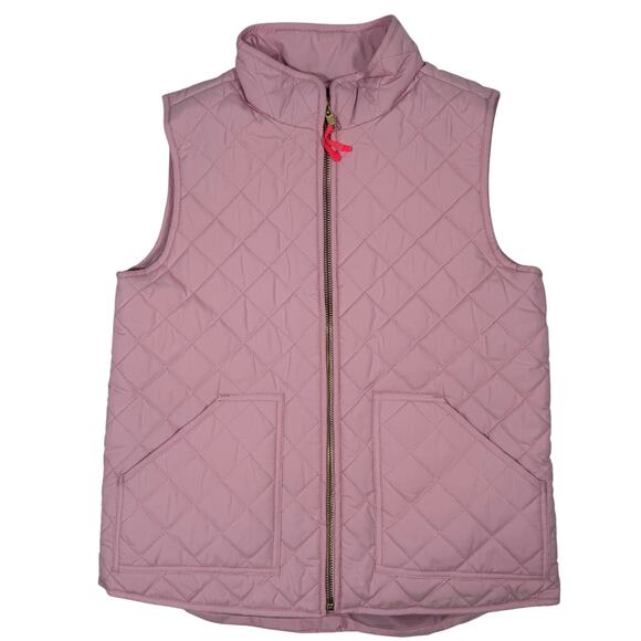 Crewcuts Girls 10 Light Pink Quilted Vest Puffer Snap Pockets Preppy Style - Picture 1 of 5